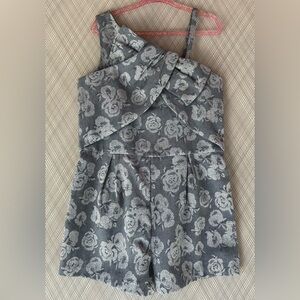 Janie and Jack - Bow floral Gray girls jacquard romper (Size 6) NWT